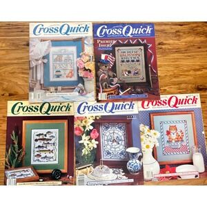 Vintage CrossQuick Magazine Lot of 5 Premier Issue Anniversary Cross Stitch 1989